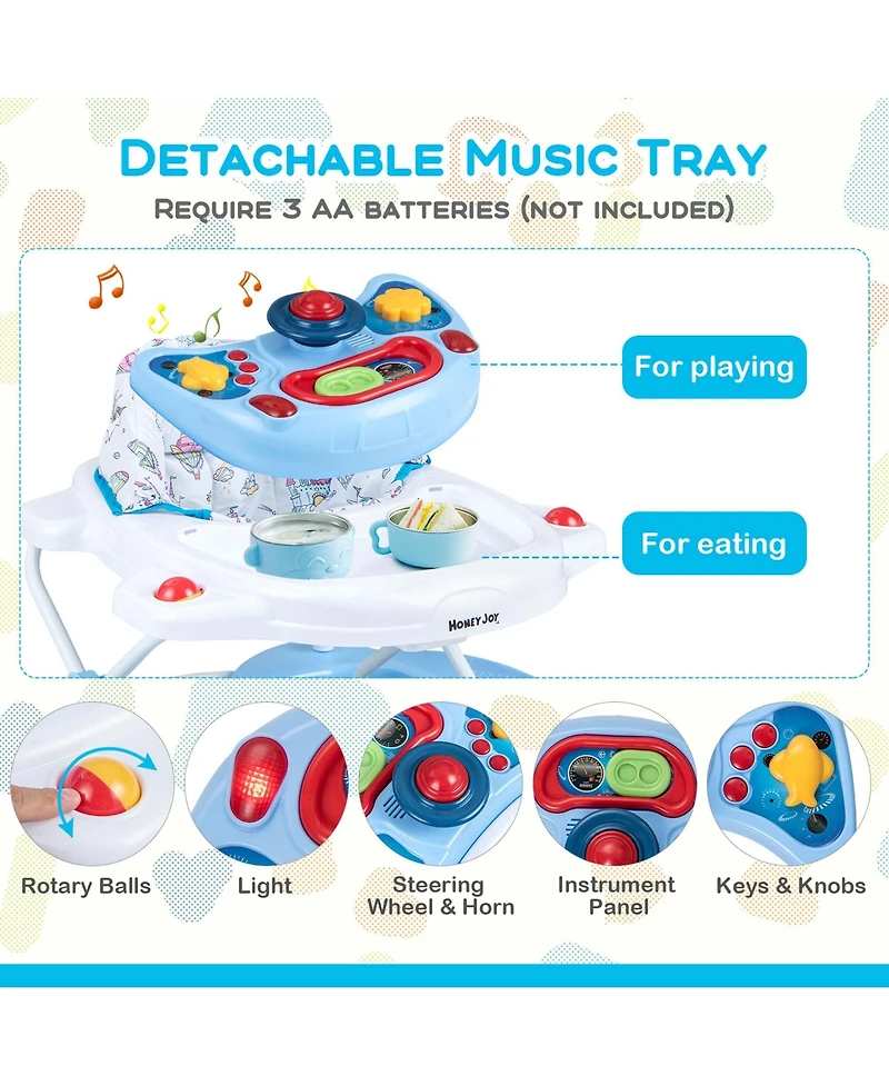 6 1 Baby Walker Adjustable Toddler & Activity Center with Music Tray