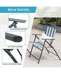 Costway 3pcs Patio Folding Dining Table Chair Set Heavy-Duty Metal Portable Outdoor