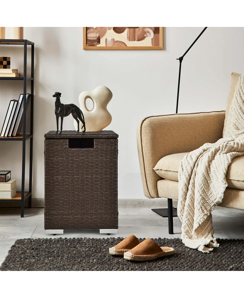 Costway 16'' Rattan Propane Tank Cover Hideaway Side Table 20 lbs