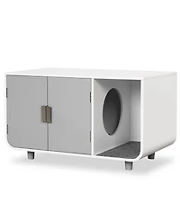 Cat Litter Box Enclosure Furniture Hidden Cat Washroom with Rubber Wood Legs