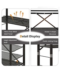 5-Tier Foldable Storage Shelves Adjustable Collapsible Organizer Rack with Wheels