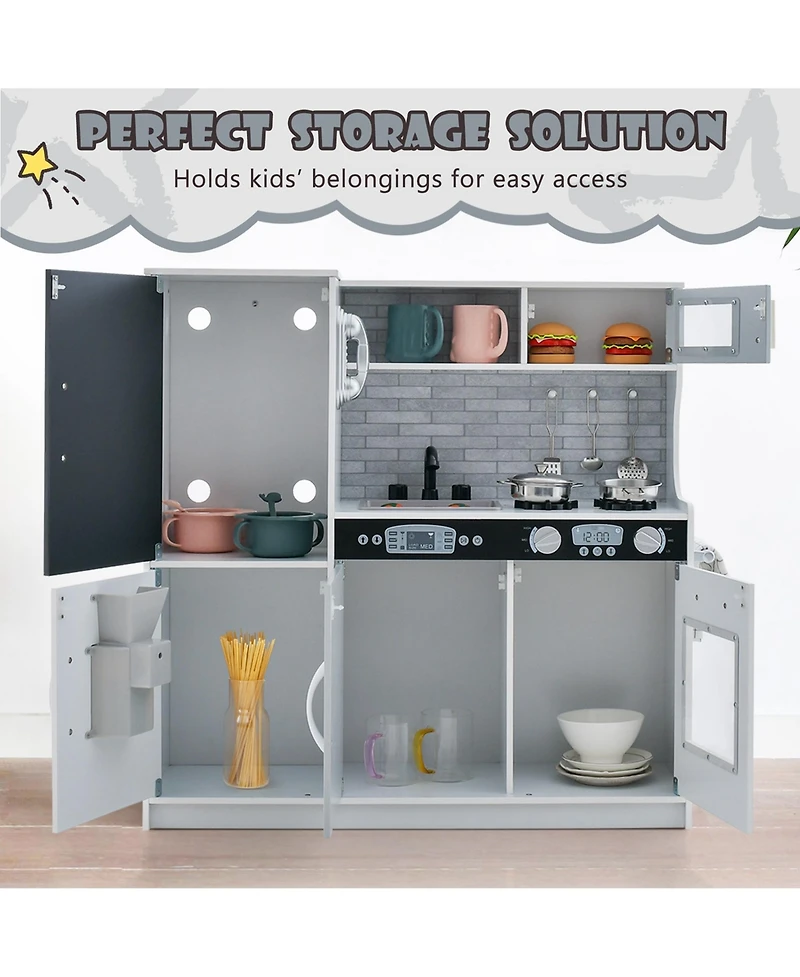Kid's Pretend Play Kitchen Toddler Kitchen Play set with Blackboard