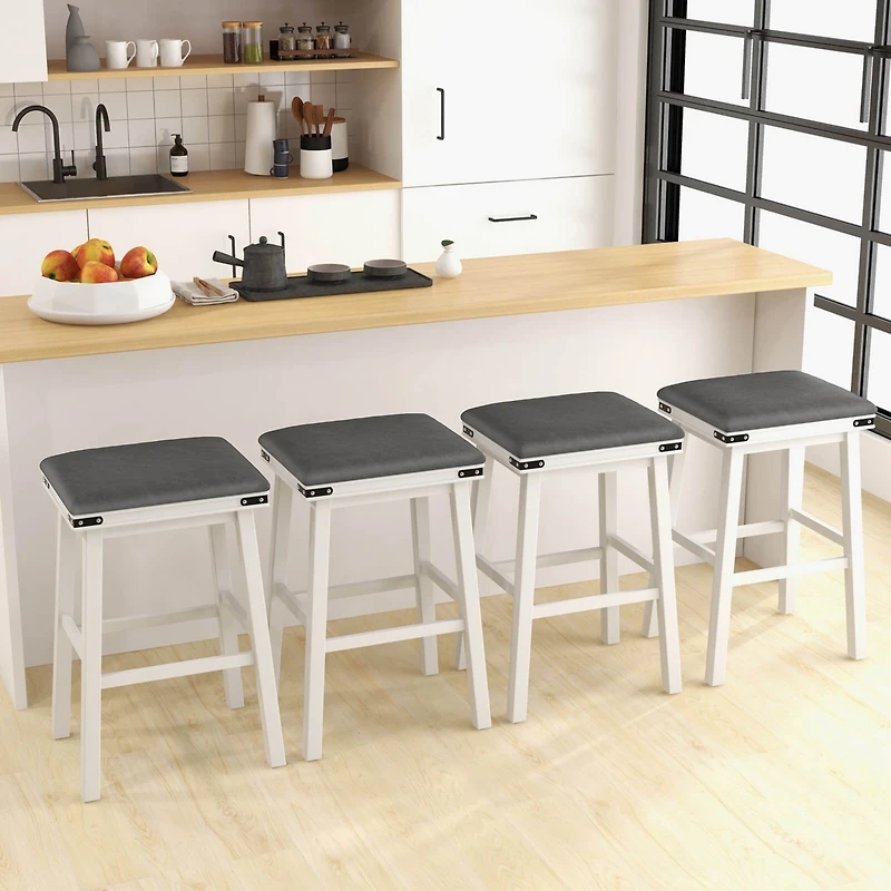 30'' Dining Bar Stool Set of 2 Pub Height Padded Seat Wood Frame Kitchen