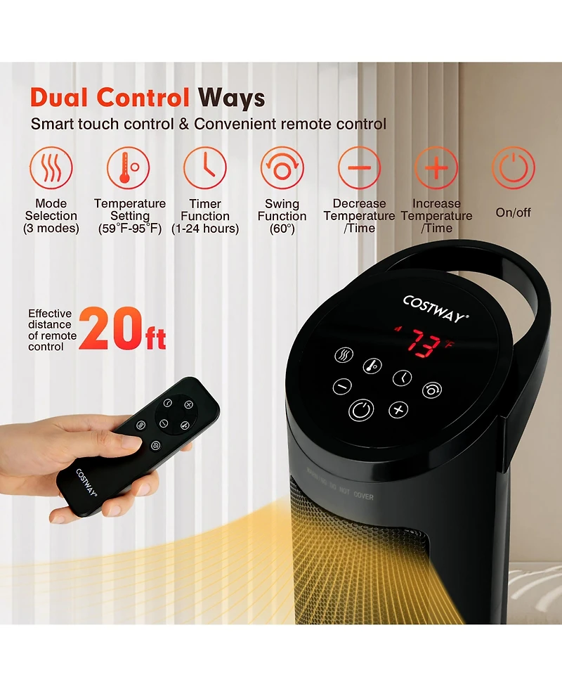 1500W Portable Electric Ptc Heater Swing Space Heater