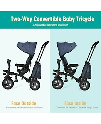 Costway 7-In-1 Kids Baby Tricycle Folding Steer Stroller w/ Rotatable Seat