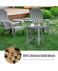 Costway 18'' Patio Round Side End Coffee Table Wooden Slat Garden Deck