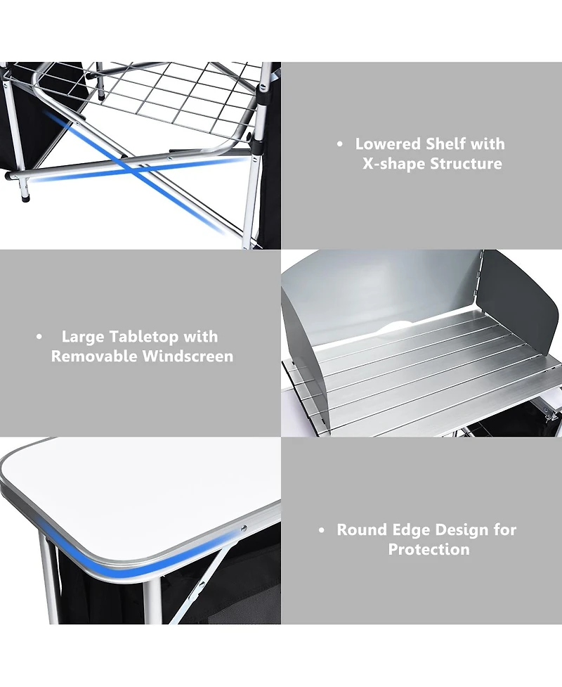 Folding Portable Aluminum Camping Grill Table