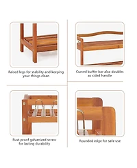 5-Tier Wood Shoe Rack Freestanding Large Shoe Storage Organizer Heavy-duty