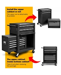 High Capacity 6-Drawer Rolling Tool Chest Storage Cabinet Toolbox Combo