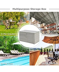 88 Gallon Garden Patio Rattan Storage Container Box Bin Shelf