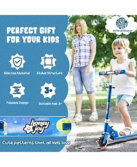 Folding Adjustable Height Kids Toy Kick Scooter Rear Brake 2 Flashing Wheels