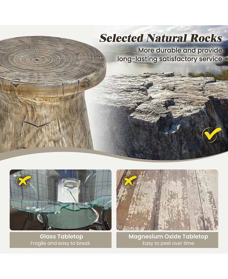 Gymax 17'' Concrete Accent Side Table Mushroom Wood-like End Table Plant Stand Stool