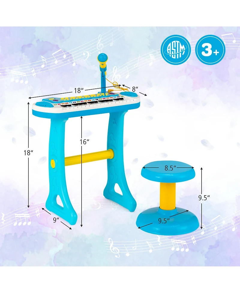 Costway 31 Key Kids Piano Keyboard Toy Toddler Musical Instrument w/ Microphone