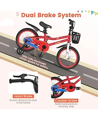 16'' Kid's Bike with Removable Training Wheels & Basket for 4-7 Years Old
