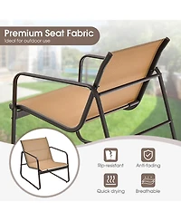 Costway 3 Pieces Patio Conversation Set Outdoor Metal Chair & Table Tempered Glass Top