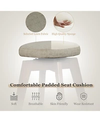 Set of 2 Swivel Bar Stools Upholstered Counter Height Chairs with Rubber Wood Legs