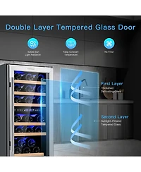 30-Bottle Freestanding Wine Cooler 15''Dual Zones Wine Cellar
