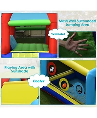 Inflatable Bounce House Kids Bouncy Jumping Castle w/ Dual Slides & 480W Blower