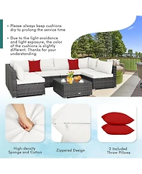 Costway 7PCS Patio Rattan Furniture Set Sectional Sofa Cushioned Garden