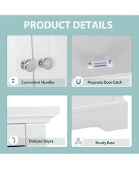 62'' Tall Bathroom Freestanding Floor Storage Cabinet with 2 Doors Shelves Drawers