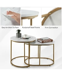 Nesting Coffee Table Modern Set of 2 Marble Coffee Side Table Set Living Room