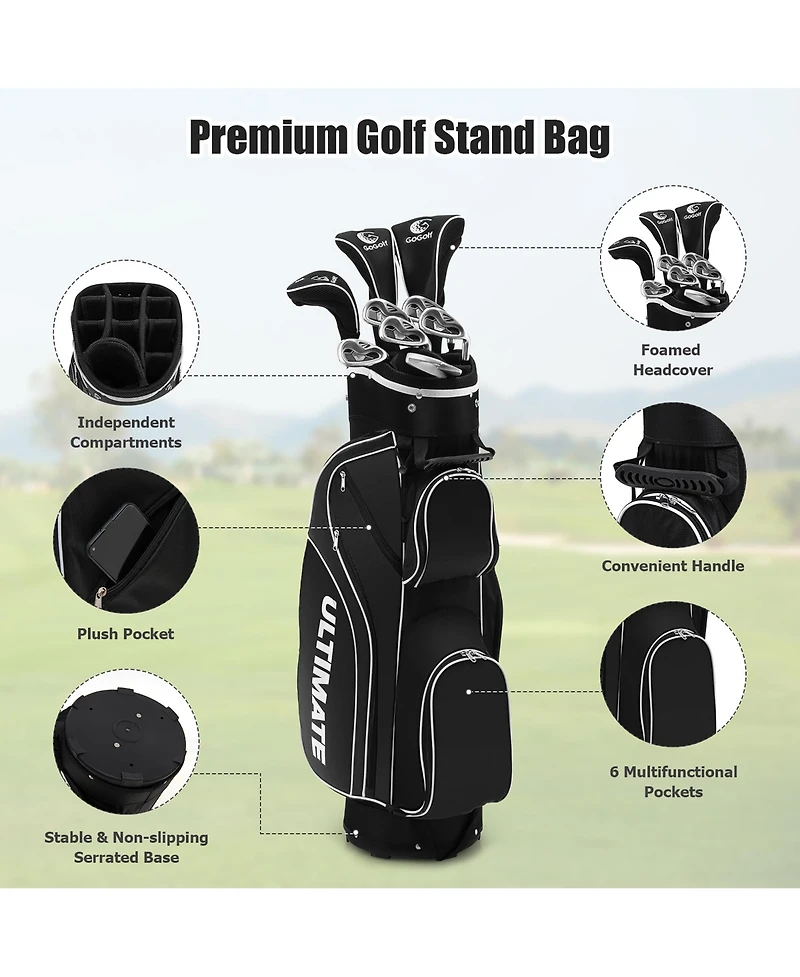 Costway Ladies Womens Complete Golf Clubs Set 10 Pieces Includes Alloy Driver