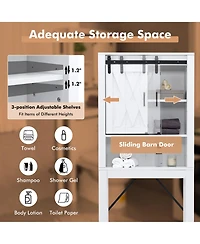 Costway Over the Toilet Bathroom Storage Cabinet with Sliding Barn Door & Adjustable Shelf