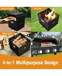 4-in-1 Multipurpose Outdoor Pizza Oven Wood Fired 2-Layer Detachable Oven