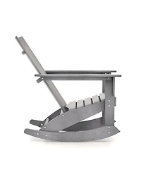 Patio Adirondack Rocking Chair All Weather Hdpe Porch Rocker 330lbs Grey Outdoor