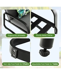 Costway 3pcs Patio Bistro Conversation Set Dpc Tabletop Metal Cushioned Chairs Outdoor