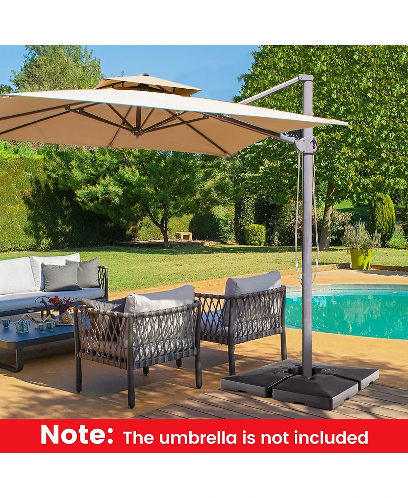 4pcs Fillable Patio Offset Cantilever Umbrella Base Stand Heavy-Duty Square