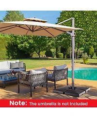 4pcs Fillable Patio Offset Cantilever Umbrella Base Stand Heavy-Duty Square