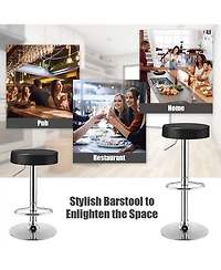 1 Pc Round Bar Stool Adjustable Swivel Pub Chair U Leather