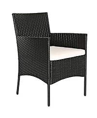 4PCS Patio Rattan Furniture Set Cushioned Sofa Coffee Table Backyard