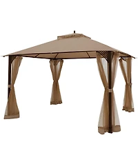 12' x 10' Outdoor Patio Gazebo Canopy Shelter Double Top Sidewalls Netting