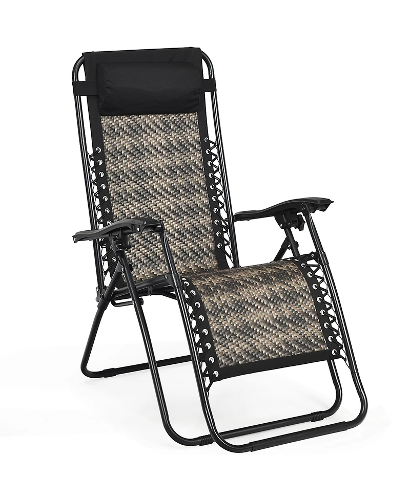 Patio Rattan Zero Gravity Lounge Chair Folding Recliner