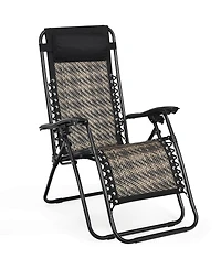 Patio Rattan Zero Gravity Lounge Chair Folding Recliner