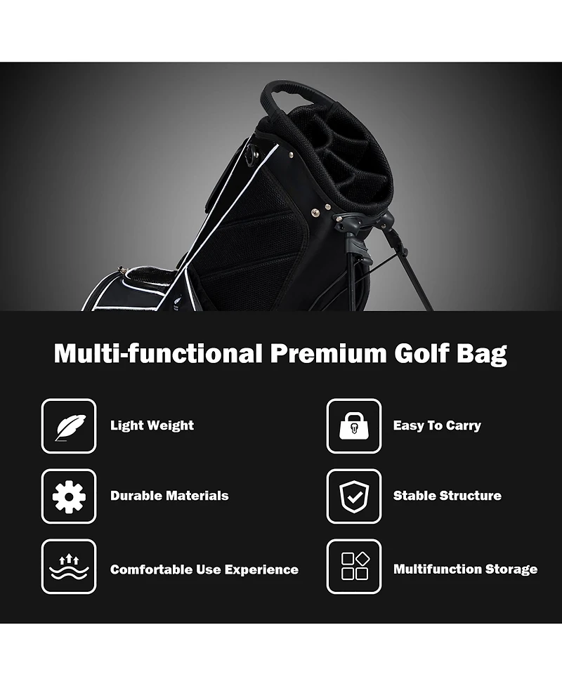 Golf Stand Cart Bag Club w/6 Way Divider Carry Organizer