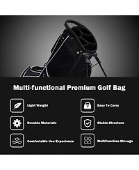 Golf Stand Cart Bag Club w/6 Way Divider Carry Organizer