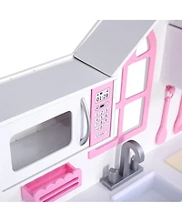 Costway Kids Wood Kitchen Toy Cooking Pretend Play Set Toddler Wooden Playset