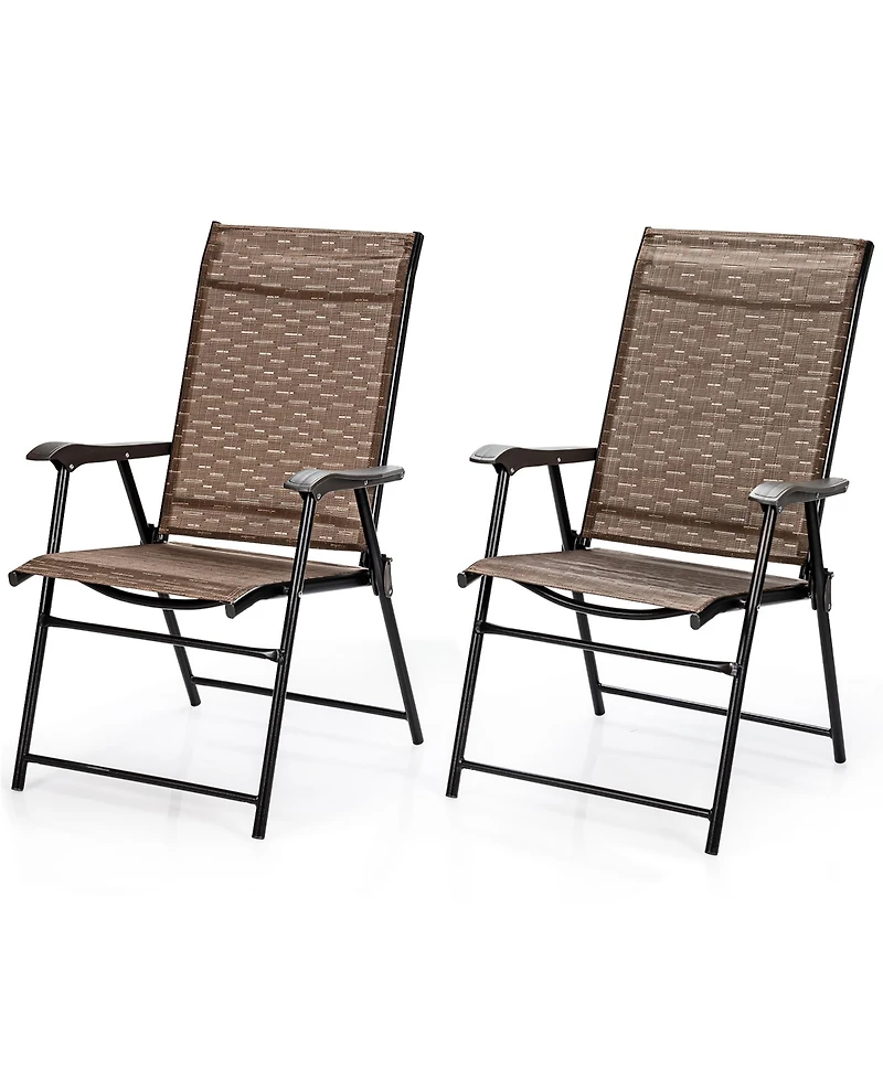 Costway 2PCS Outdoor Patio Folding Chair Camping Portable Lawn Garden