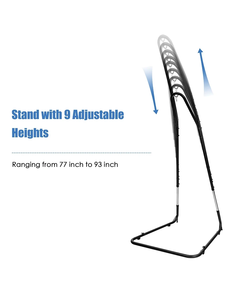 Costway Patio Adjustable 77" to 93" Hammock Chair Stand Hanging Chair Stand