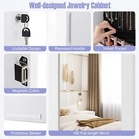 Costway Wall Mount Mirrored Jewelry Cabinet Organizer Led Lights