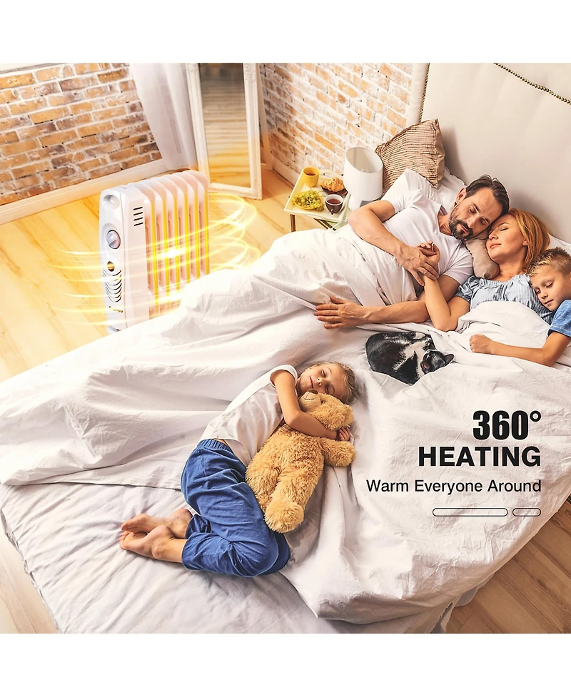 700 W Portable Mini Electric Oil Filled Radiator Heater 7-Fin Thermostat Home