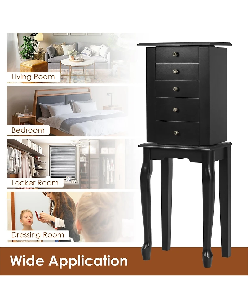 Costway Jewelry Cabinet Storage Chest Standing Organizer