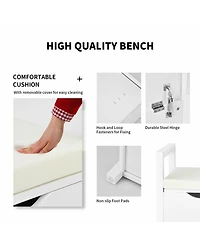 Shoe Bench Storage Rack Cushion Seat Ottoman Bedroom Hallway Entryway