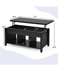Costway Lift Top Coffee Table w/ Hidden Compartment and Storage Shelves
