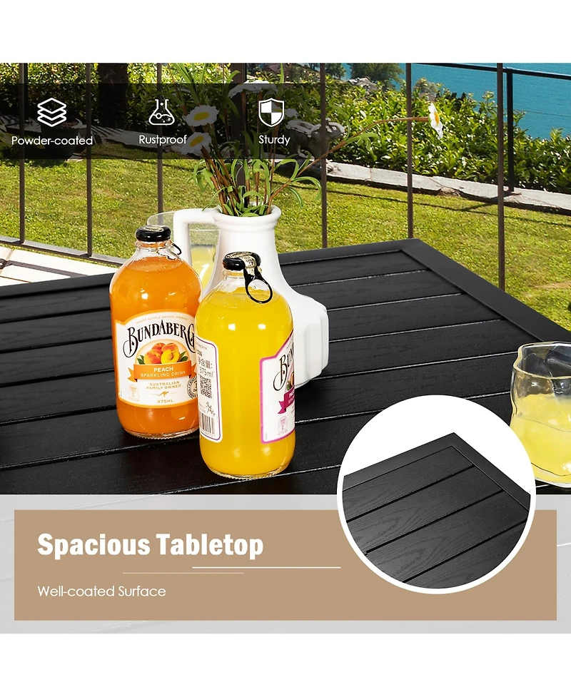 32'' Patio Square Bar Table Metal Cafe Bistro Table Garden Deck