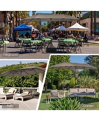 15FT Patio Double-Sided Umbrella Crank Outdoor Garden Market Sun Shade