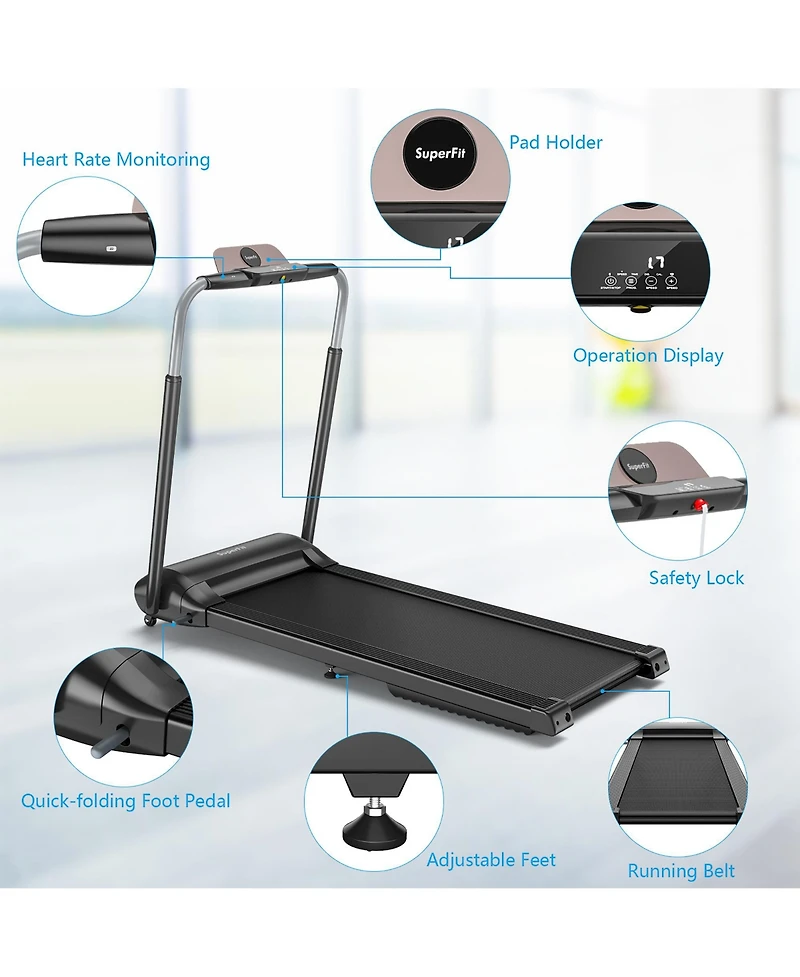 Costway 3HP Folding Treadmill Compact Walking Jogging Machine